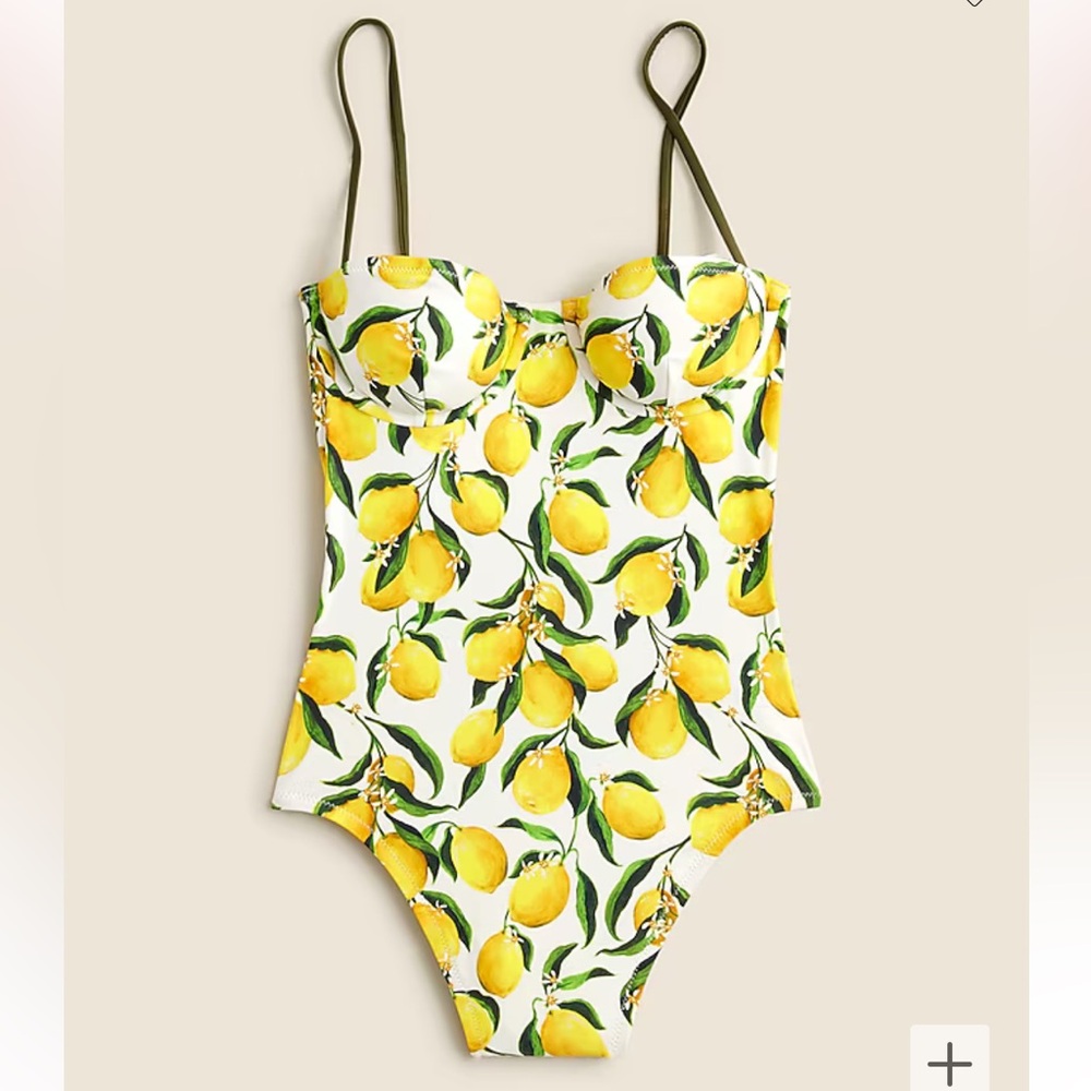 NWT JCrew Lemon Limoncello one piece balconette underwire bathing suit size 2